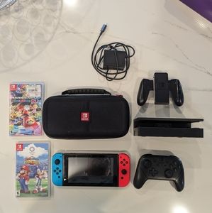 Nintendo switch plus 2 Mario games and controls